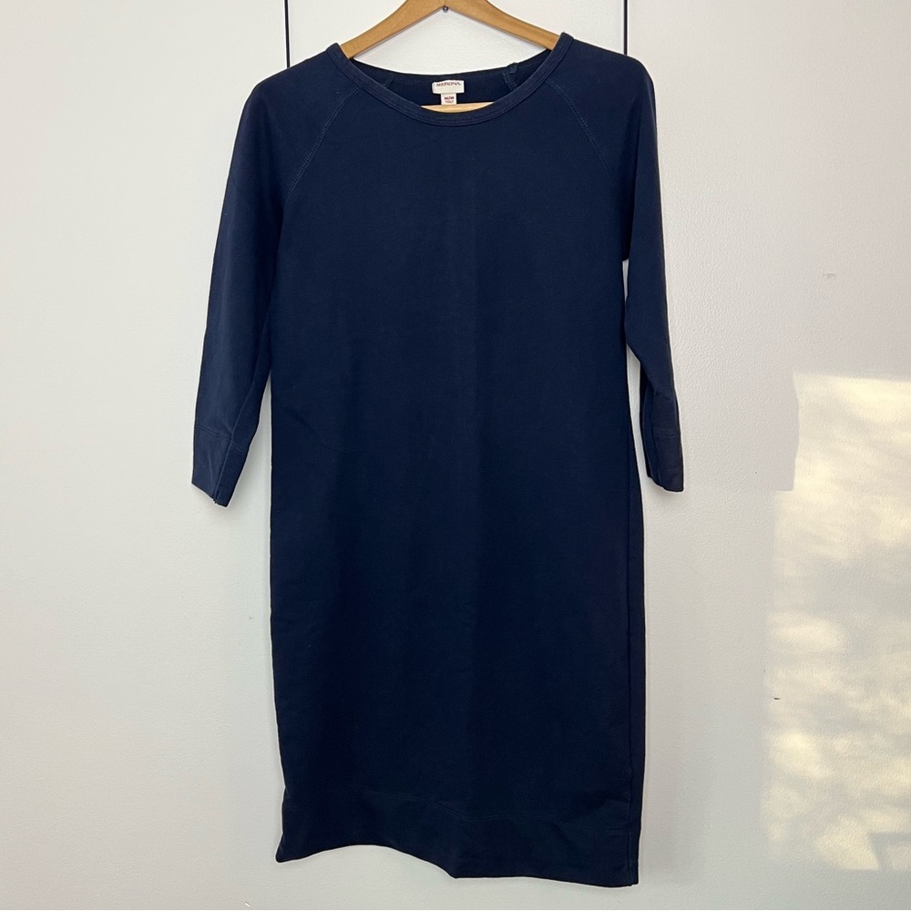 Woman’s Size M Merona Sweatshirt Dress Cotton Blend‎ Navy Blue Midi Length